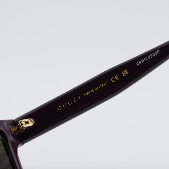 Gucci GG1982S 003 Sunglasses Shiny Dark Purple Cat Eye Frame, Solid Smoke Lenses main image 5